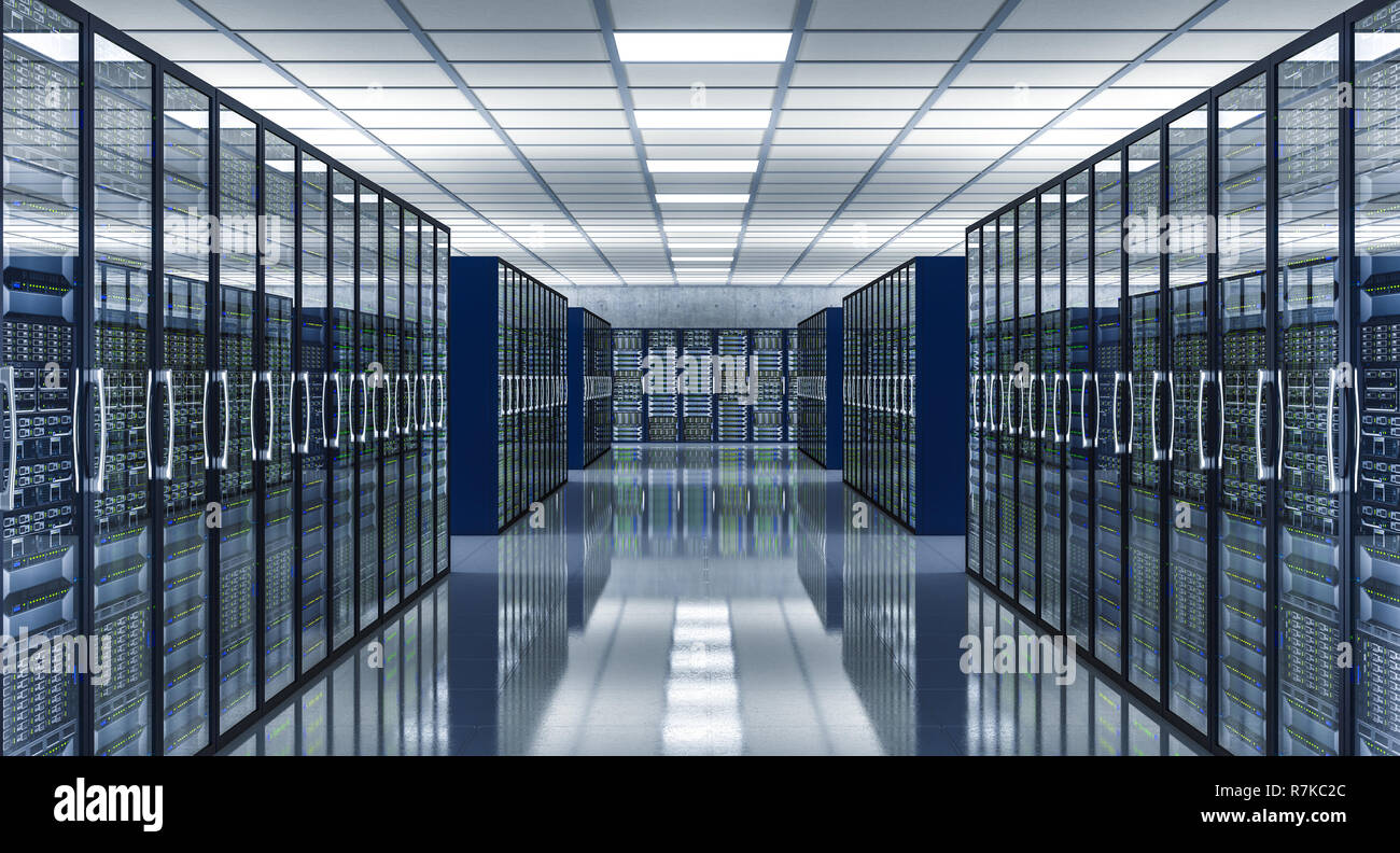 server farm data center 3d rendering image Stock Photo