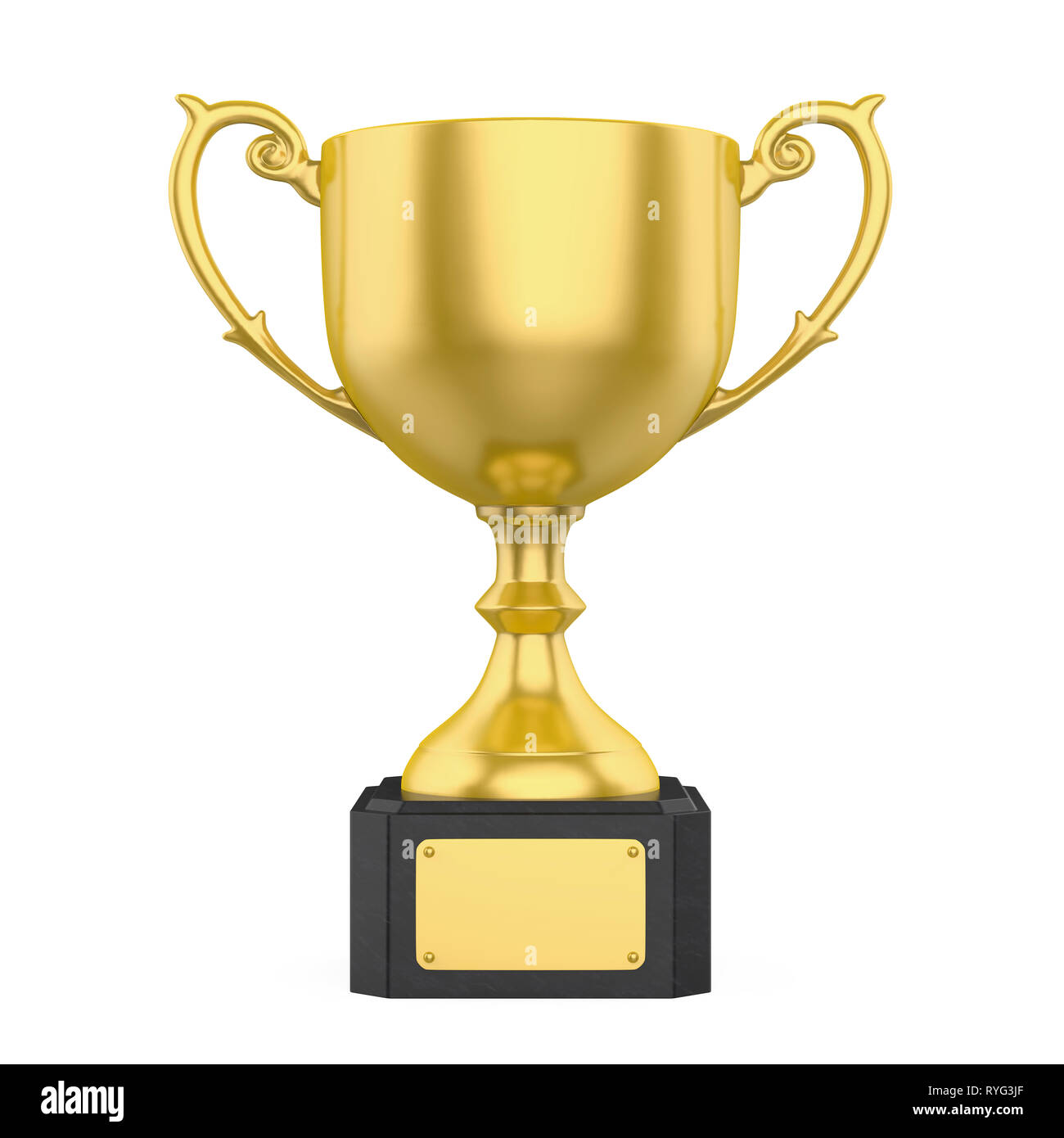 Golden Trophy Cup Isolated Stock Photo