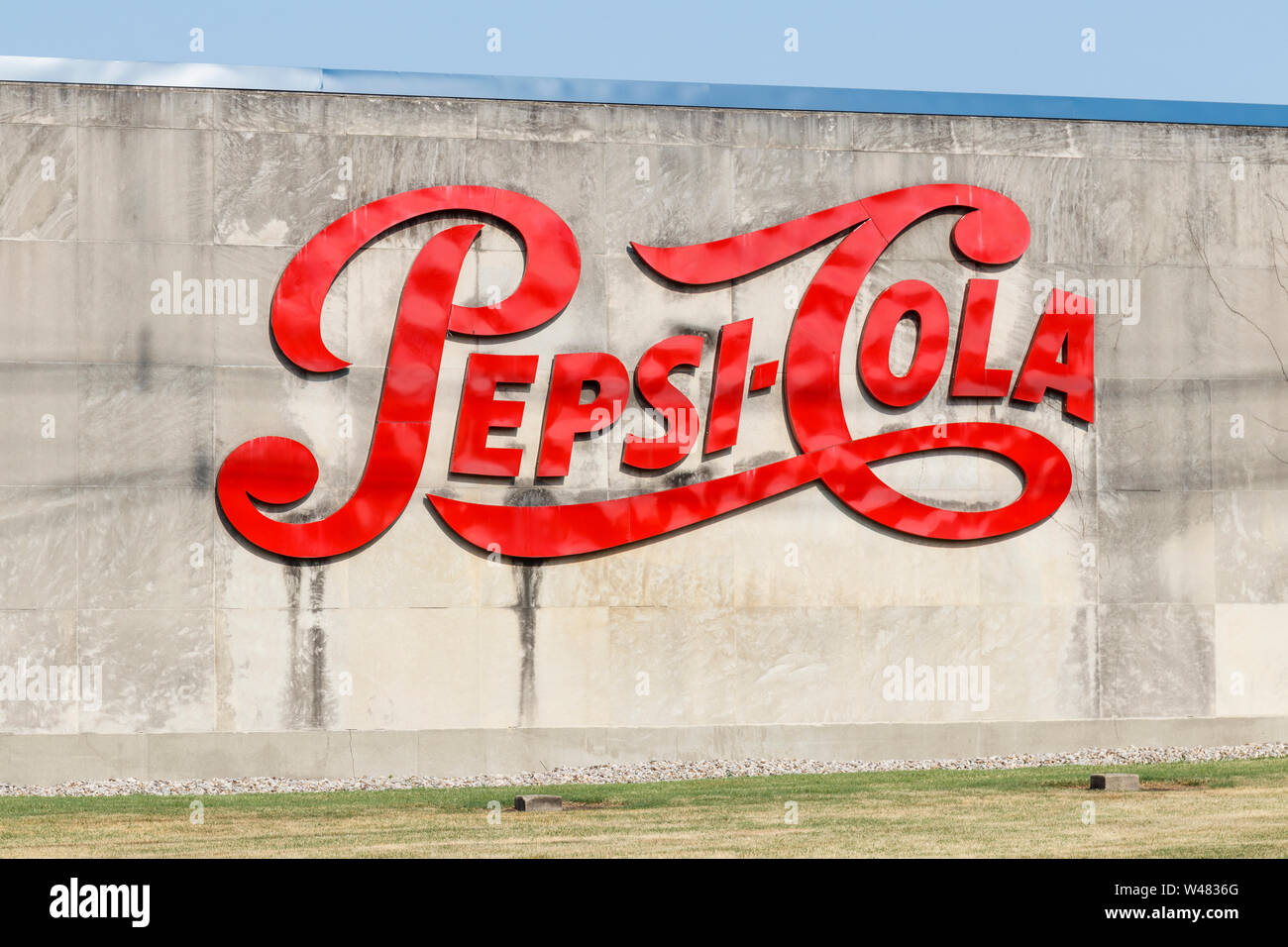 Louisville - Circa July 2019: Pepsi Beverages Company Signage. Pepsi and PepsiCo is one of the largest beverage producers in the world VI Stock Photo