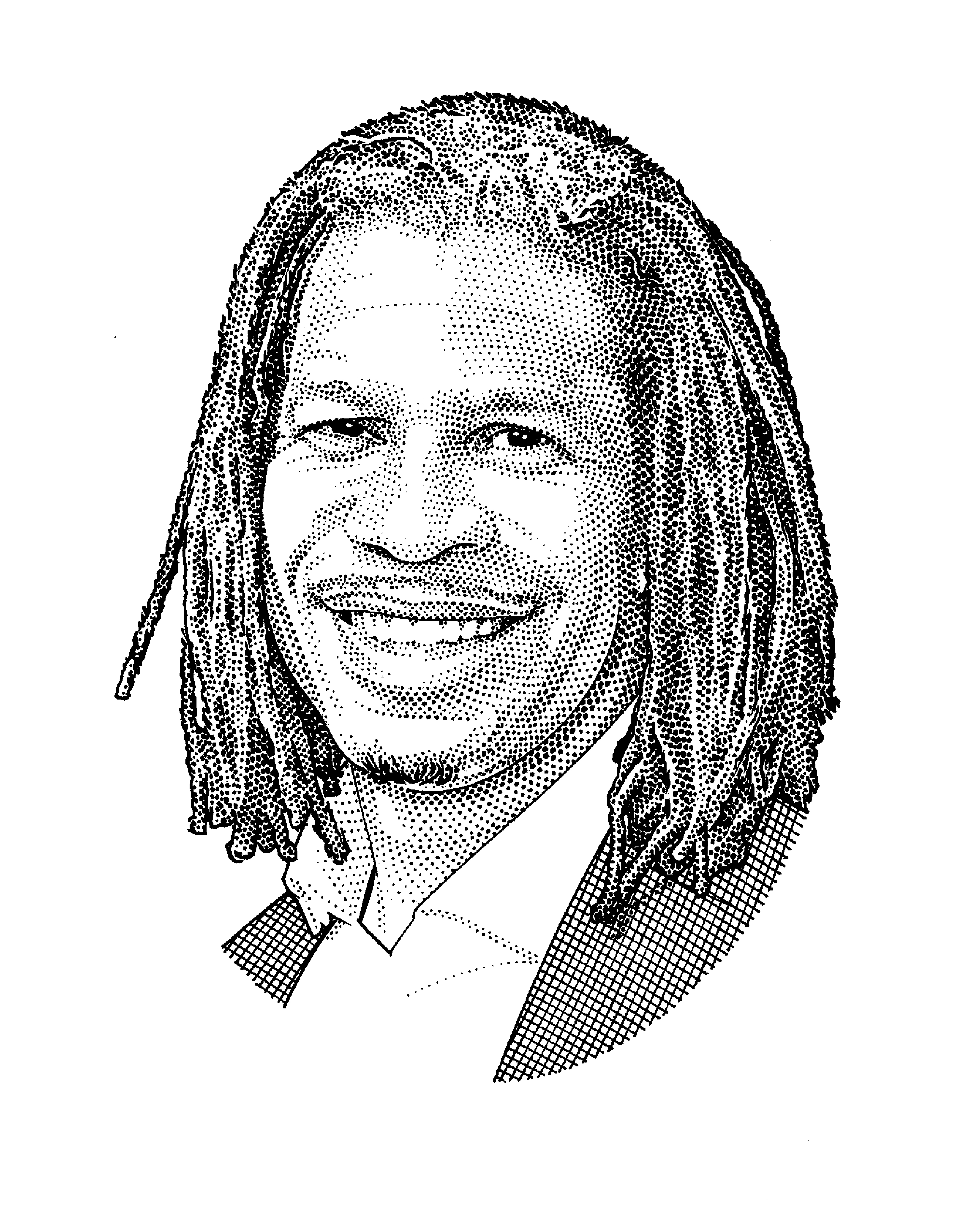 Stipple-style portrait illustration of LZ Granderson