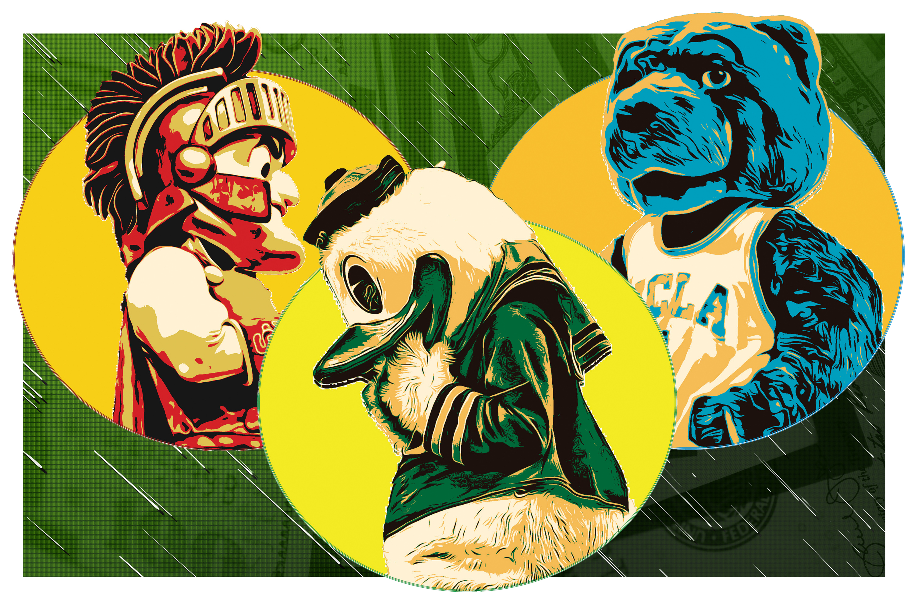 An illustration features the USC, Oregon and UCLA mascots