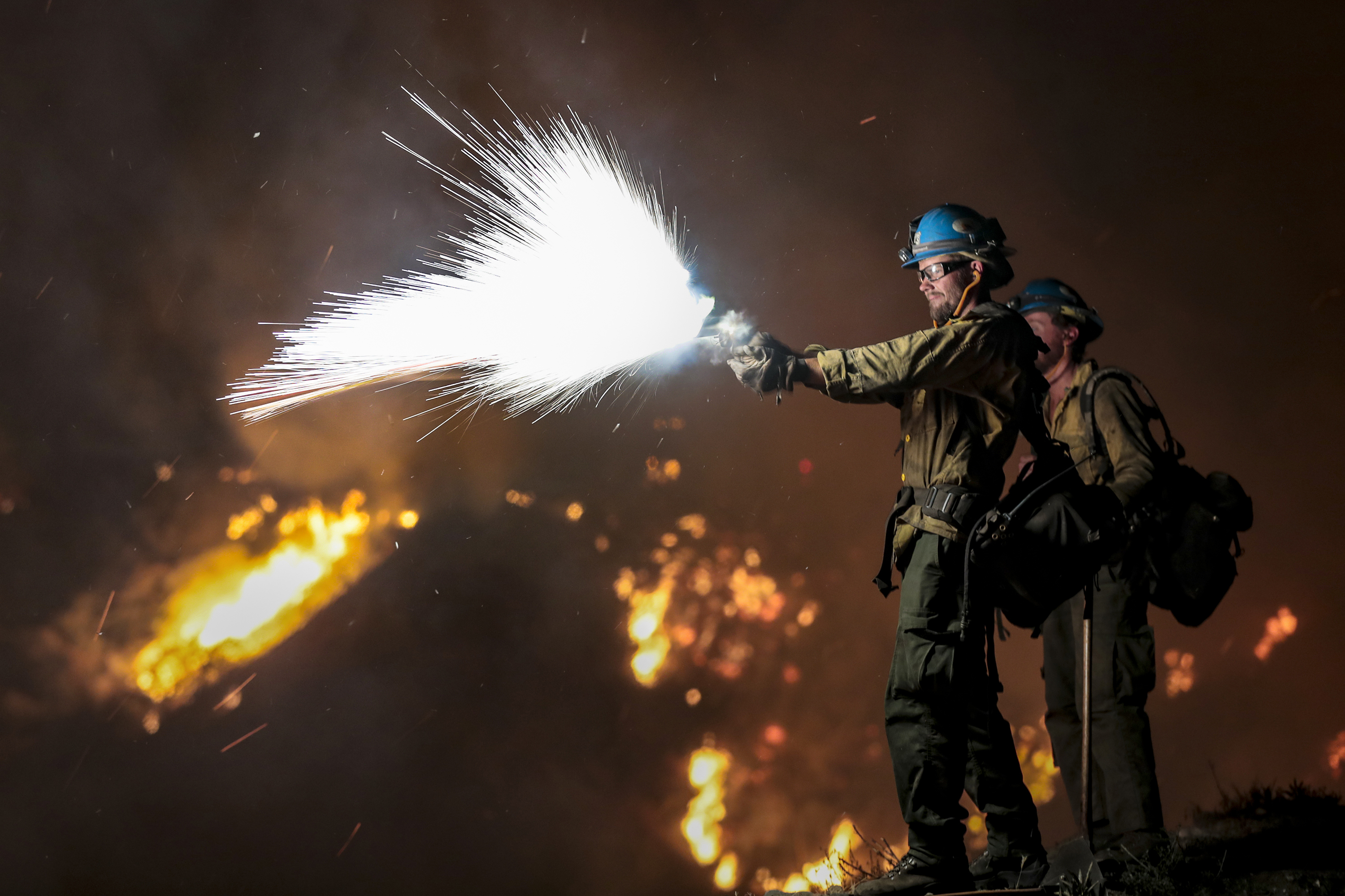 Blue Ridge Hot Shots crew members from Arizona join forces with California firefighters to battle Bobcat fire.