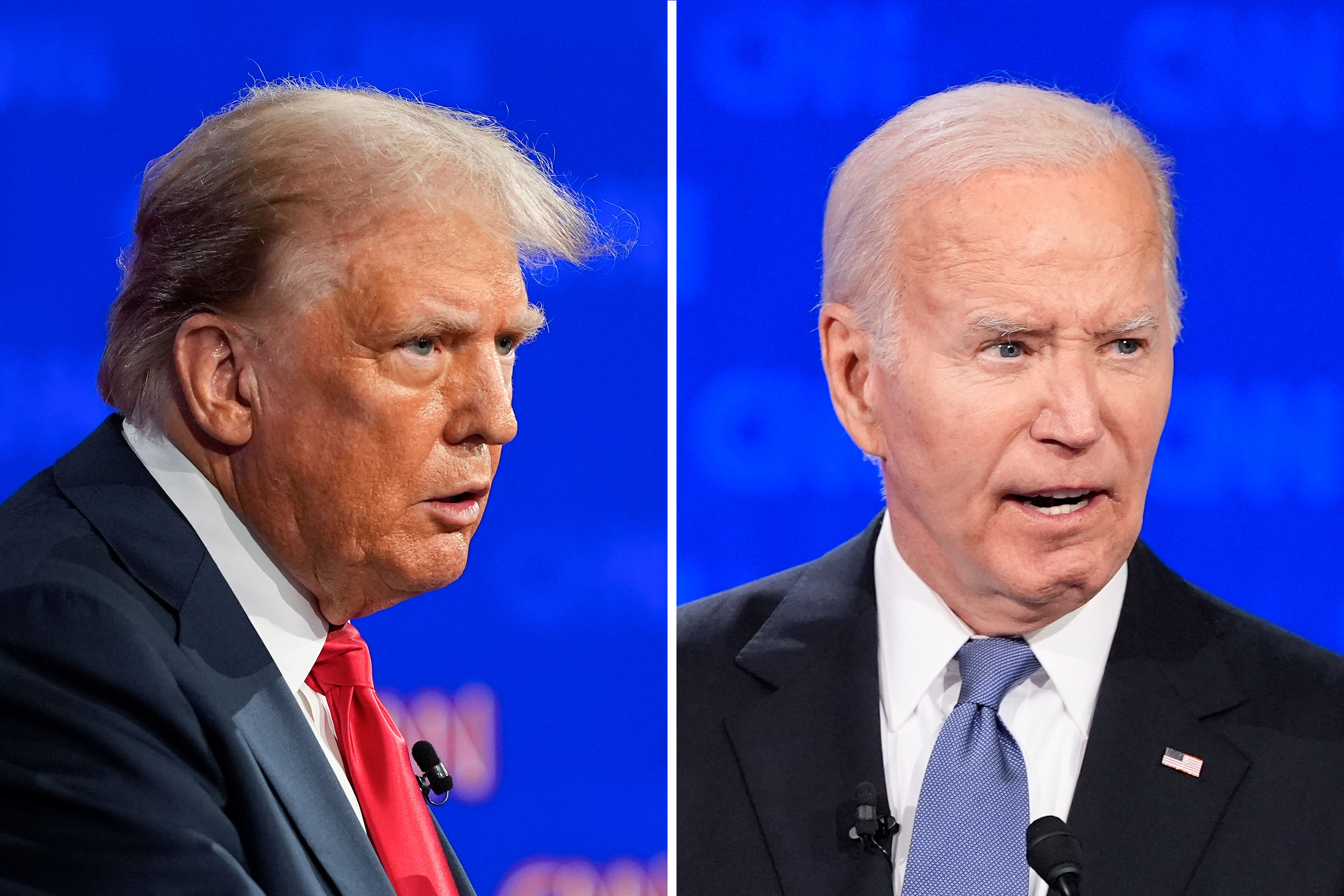 Republican presidential candidates former President Trump, left, and President Biden during a debate.