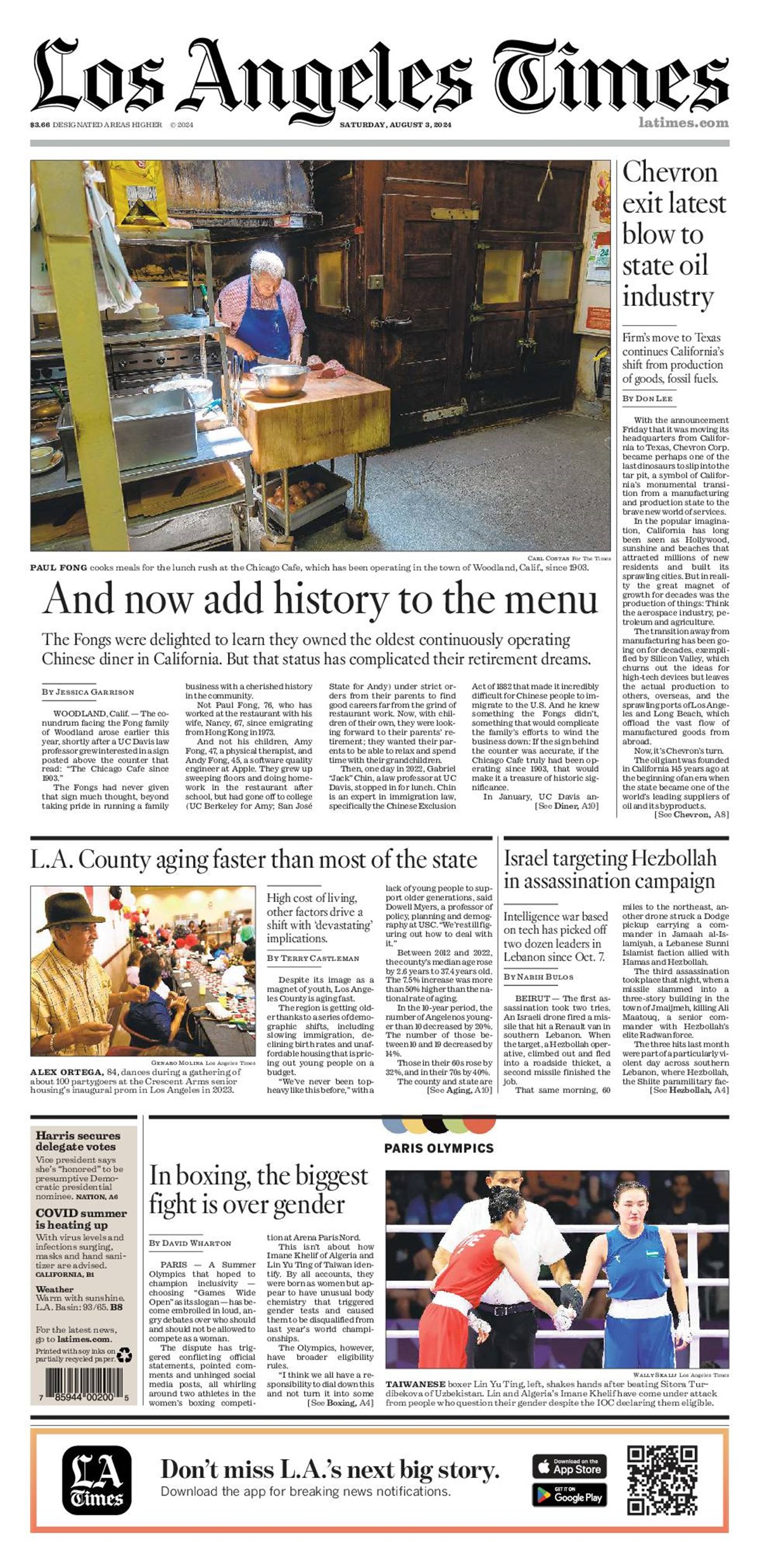 Front Page of Today's L.A. Times