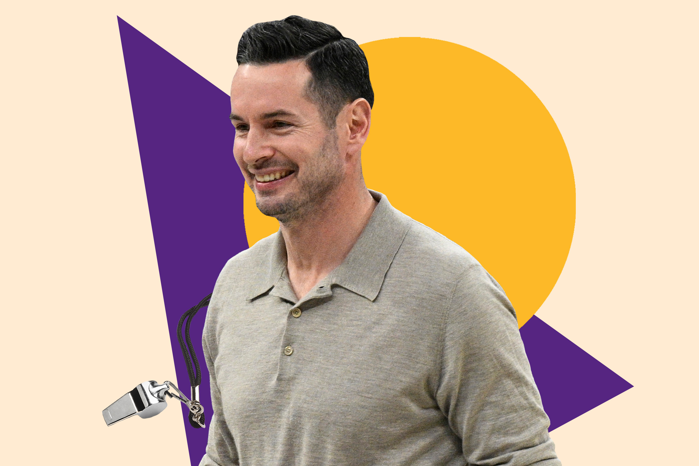 Photo illustration of Lakers coach JJ Redick.