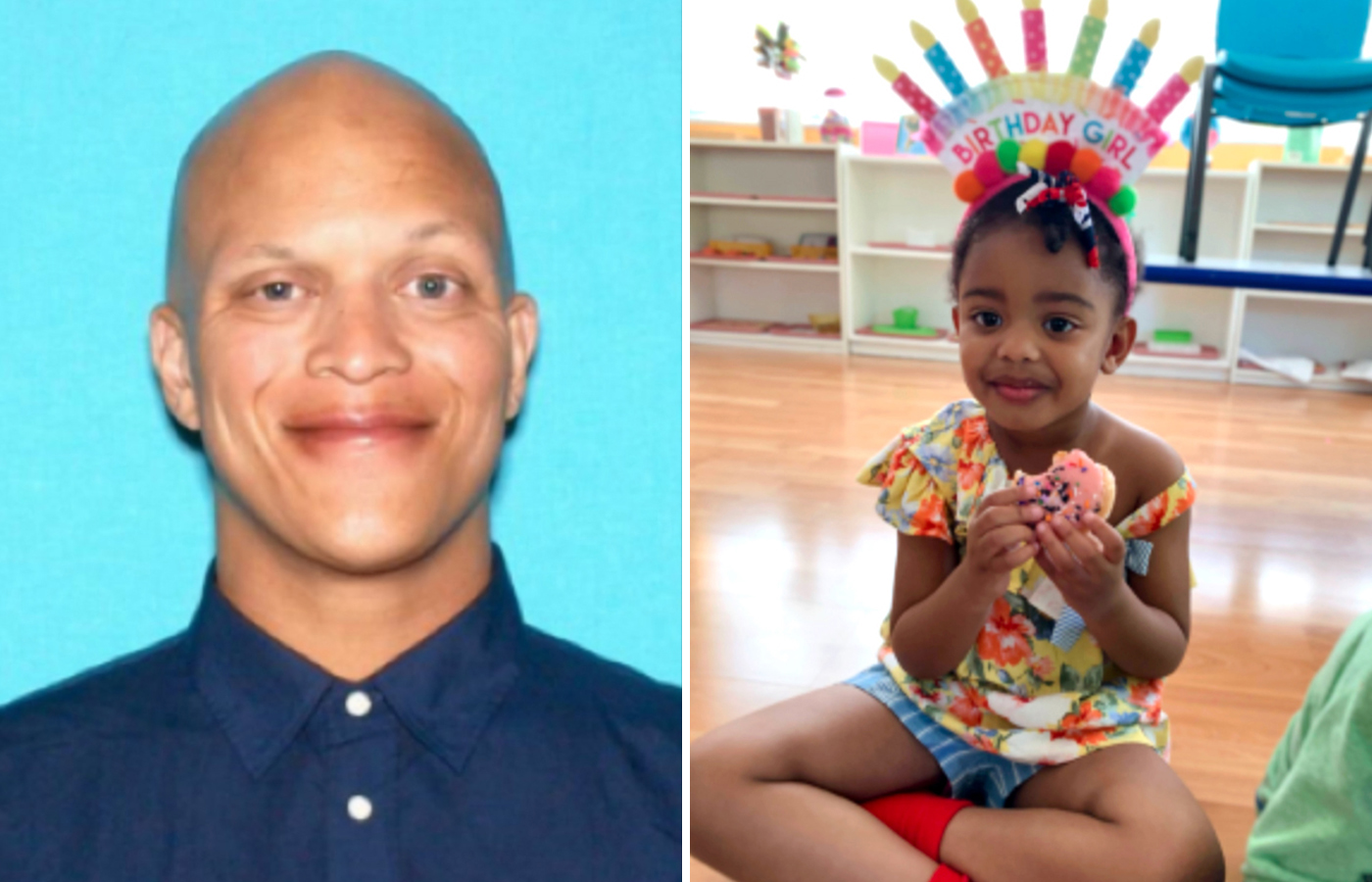 San Jose, California-July 16, 2024-Jared Lorenzo, age 42, left, is suspected of killing 3-year-old Ellie Obi Lorenzo, right. On July 13, 2024, at approximately 4:38 a.m., San Jose Police Department Patrol Officers responded to a report of a suspicious circumstance at a recycling facility located in the 600 block of Charles Street. When Officers arrived, they located a deceased 3 year old female victim who matched the description of Ellie. (San Jose Police Department)