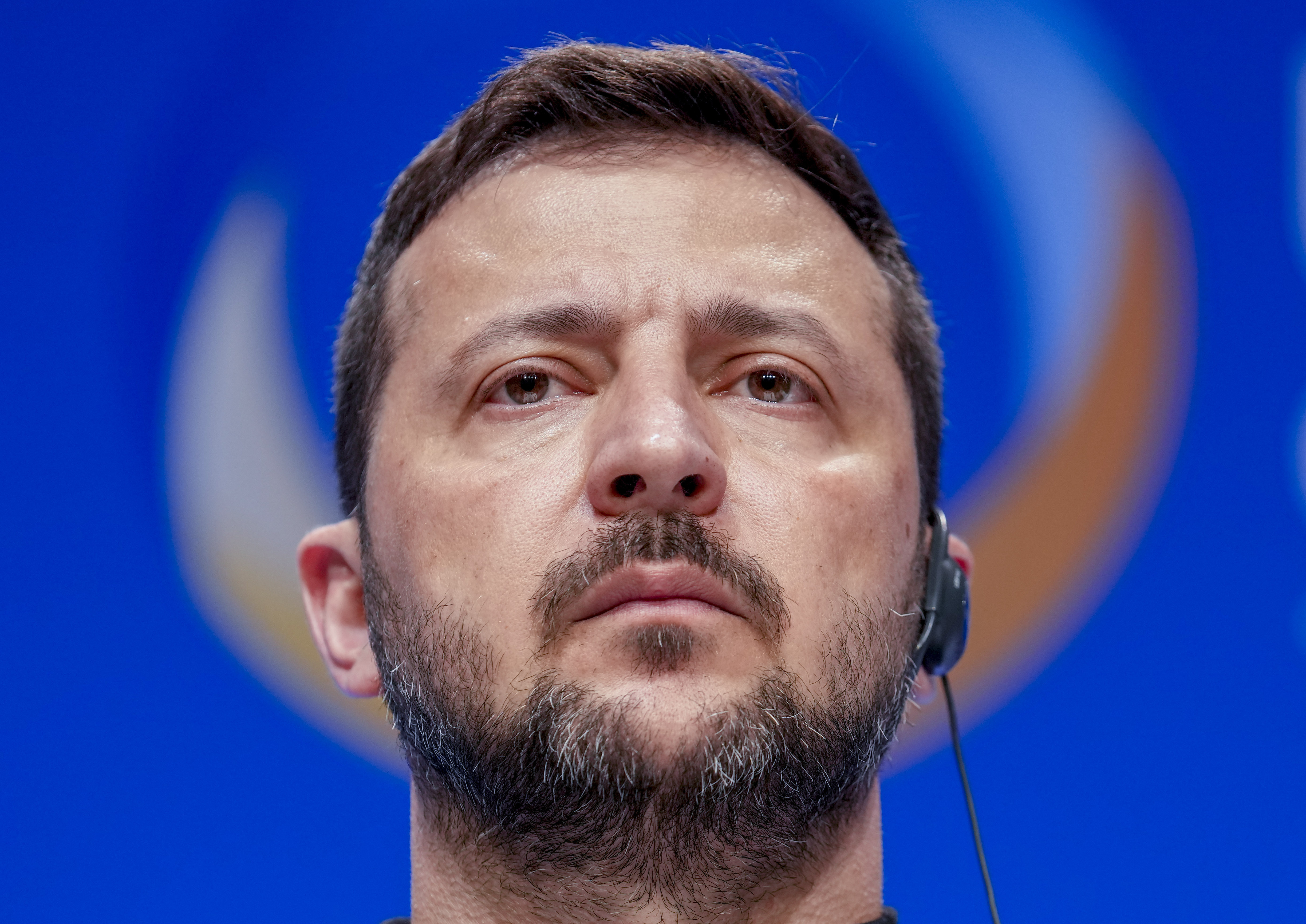 Ukrainian President Volodymyr Zelenskyy speaks during a press conference at the recovery conference in Berlin, Germany, Tuesday, June 11, 2024. Germany is hosting a conference to gather support for Ukraine's recovery from the destruction wreaked by Russia's war, sending a new signal of solidarity with Kyiv at the start of a week of intense diplomacy. (AP Photo/Ebrahim Noroozi)