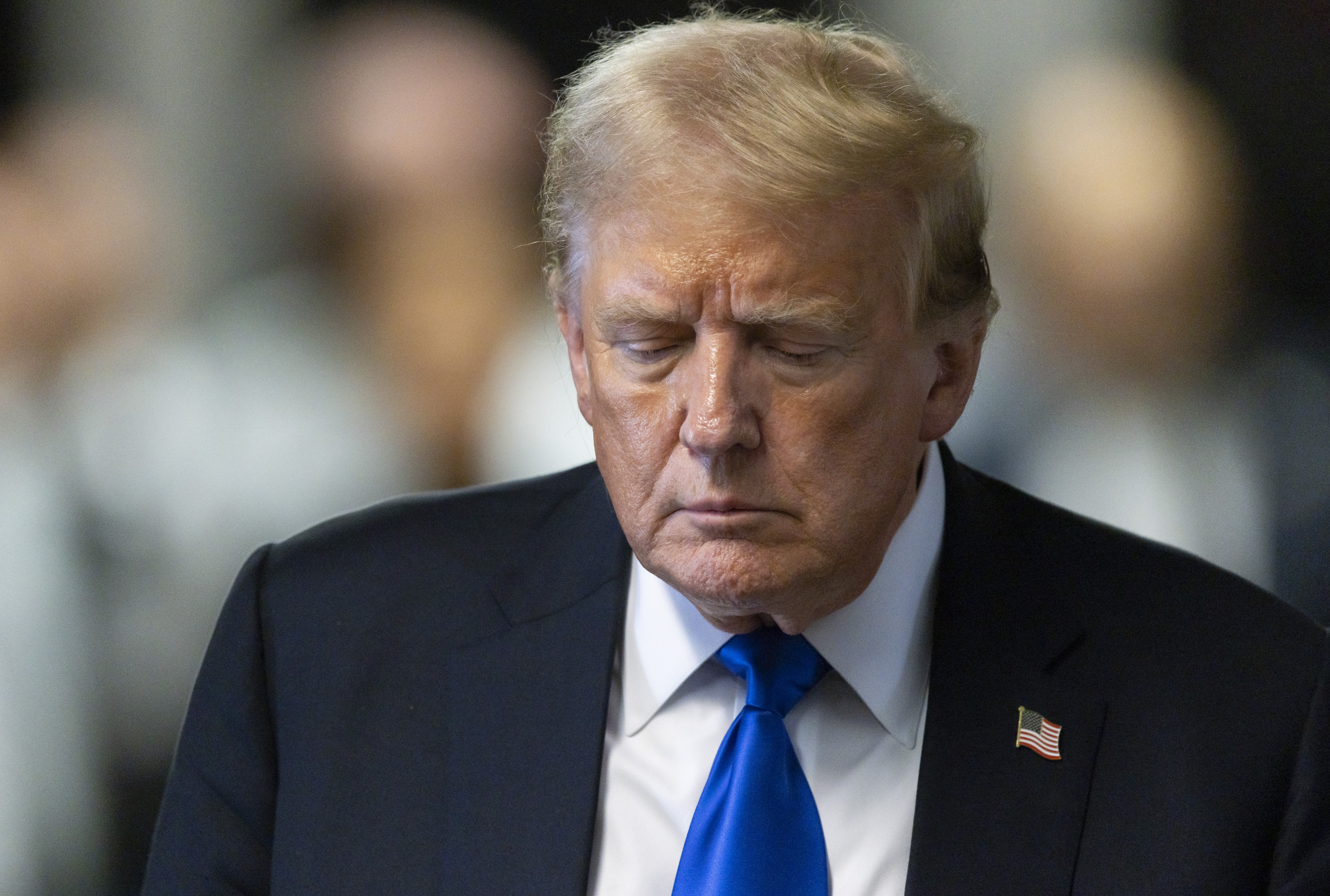 Former President Donald Trump leaves the courthouse after a jury found him guilty of all 34 felony counts in his criminal trial at Manhattan Criminal Court, Thursday, May 30, 2024, in New York. (Justin Lane/Pool Photo via AP)