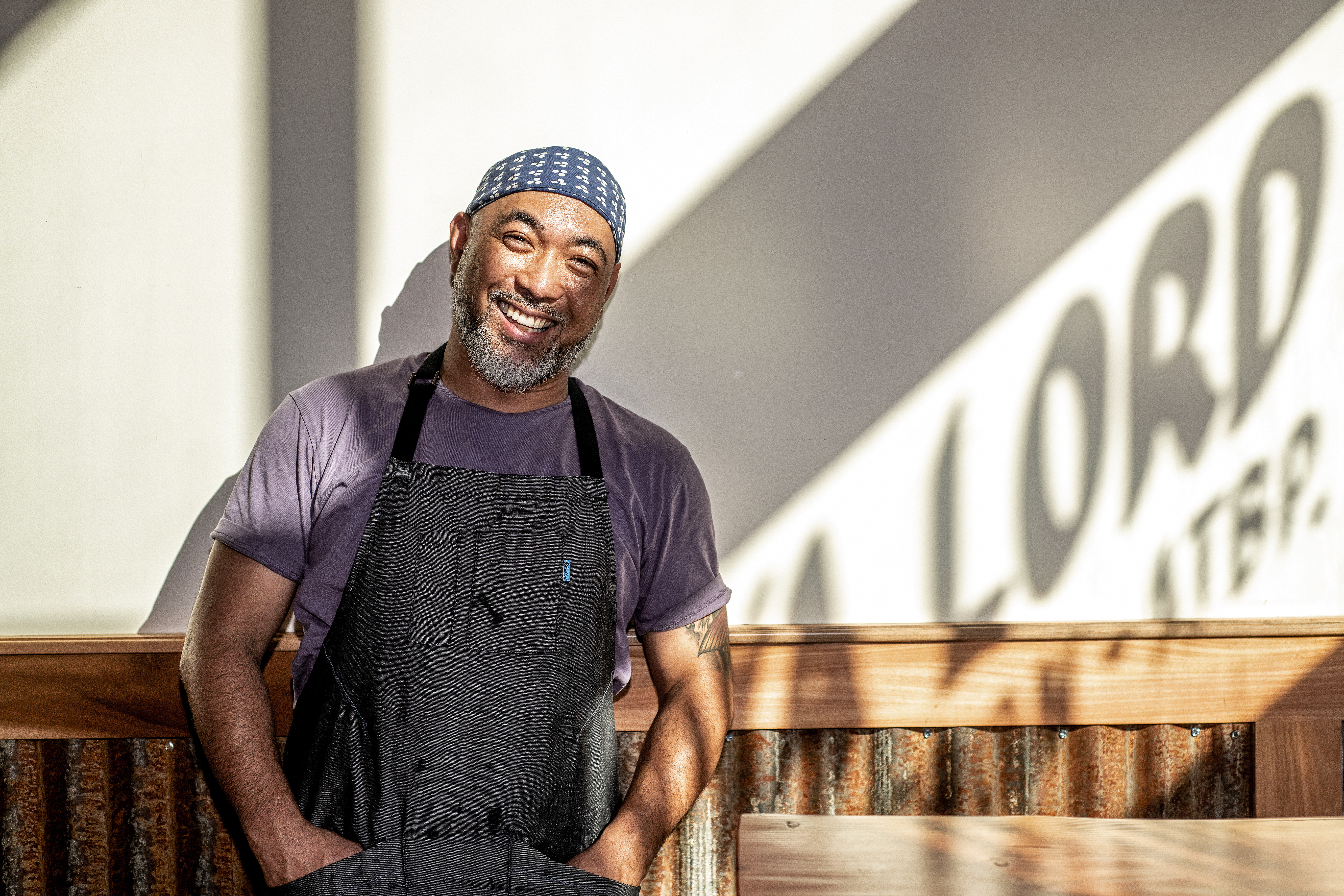 LOS ANGELES, CA - OCTOBER 18: Chef-owner Lord Maynard Llera inside Kuya Lord's new brick and mortar location in the Melrose Hill neighborhood on Tuesday, Oct. 18, 2022 in Los Angeles, CA.(Mariah Tauger / Los Angeles Times)