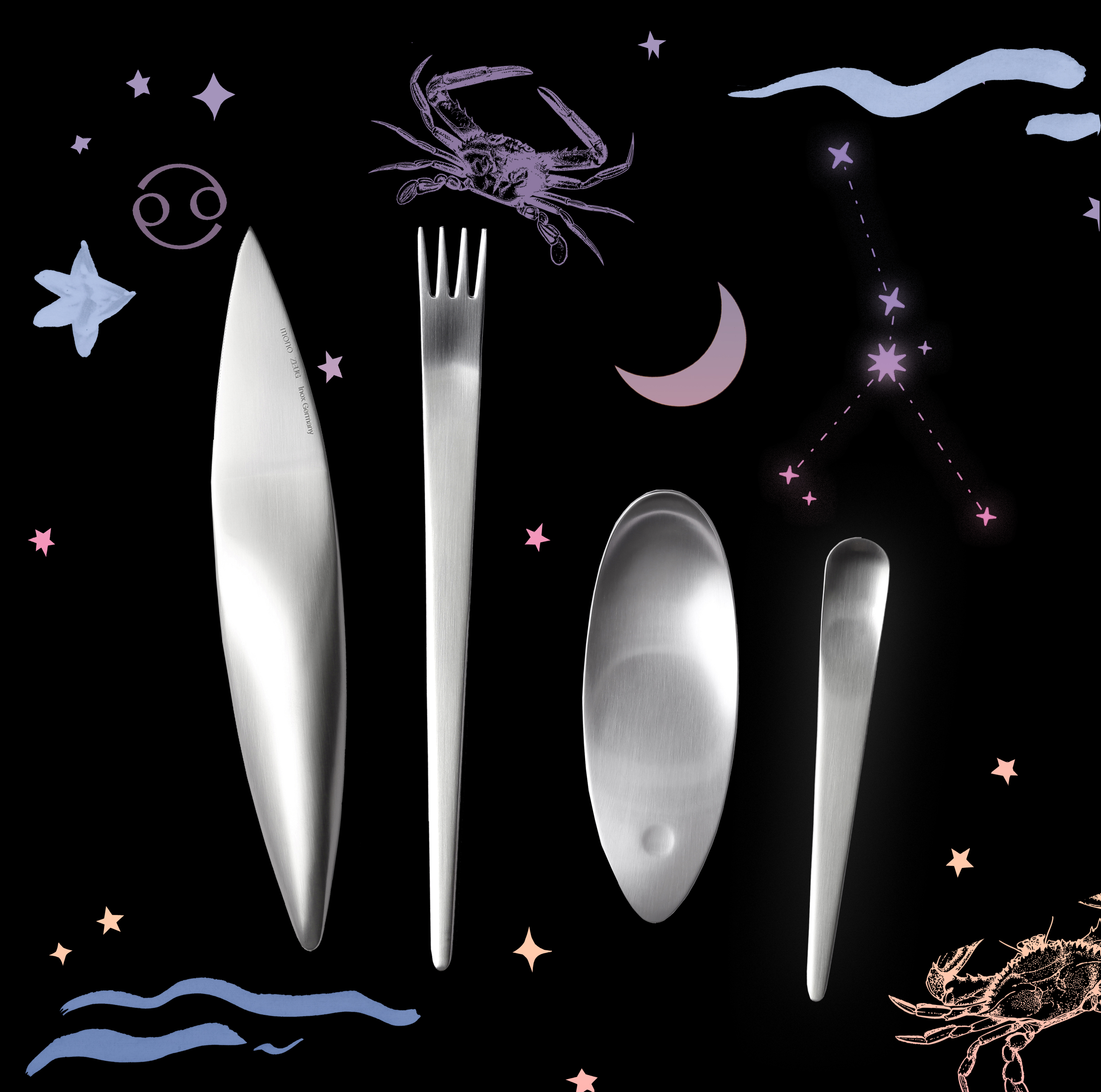 Art by Beth Hoeckel, featuring Mono Silver Zeug Cutlery Set