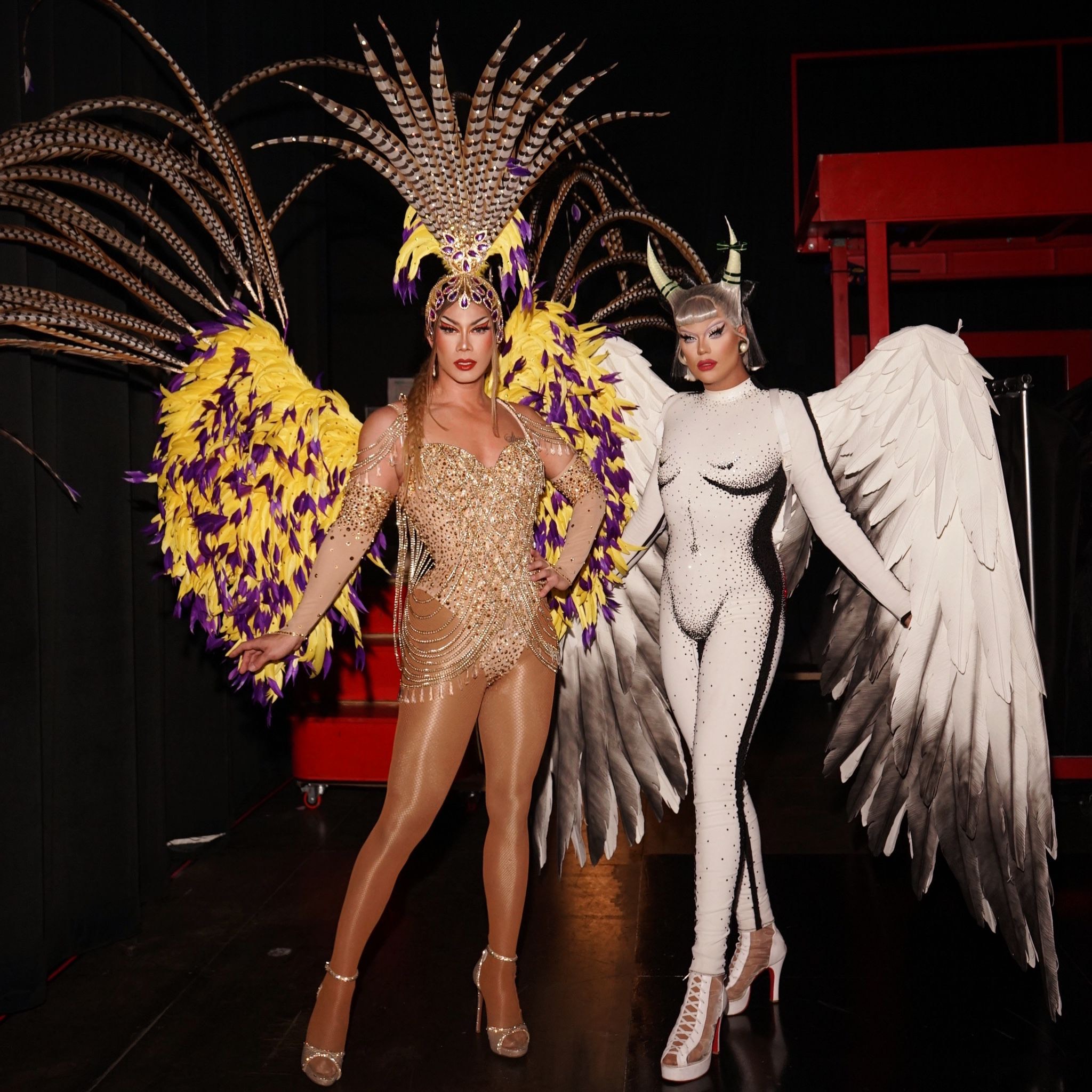 Pangina Heals and Nicky Doll, hosts of the Thai and French editions of "RuPaul's Drag Race," respectively.