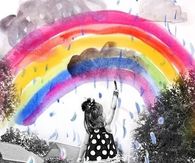 Little Girl Painting Rainbow