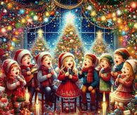 Kids Caroling - Merry Christmas Gif