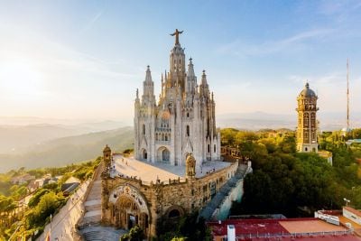 Aerial view of Sagrat Cor temple during the day