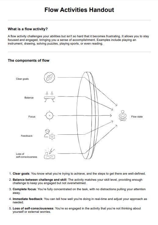 Flow Activities Handout PDF Example