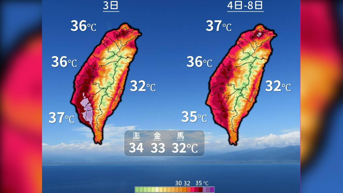 未來一週全台氣溫概況。（圖／中央氣象署）