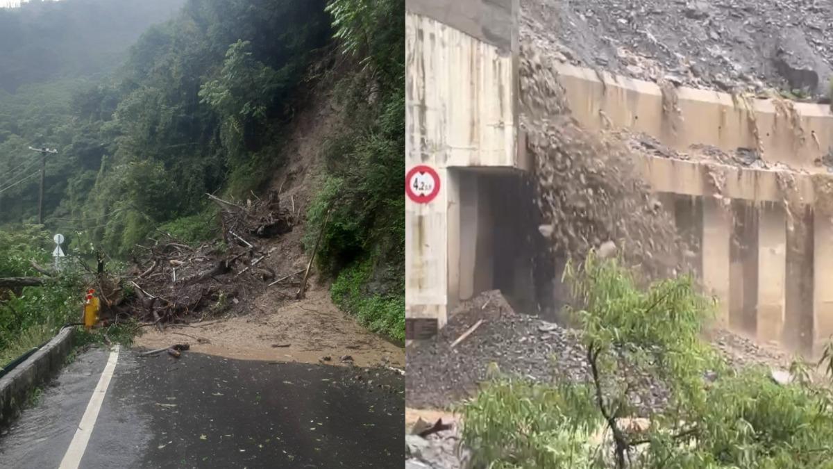 梨山土石流造成道路中斷。（圖／台電台中區處提供）