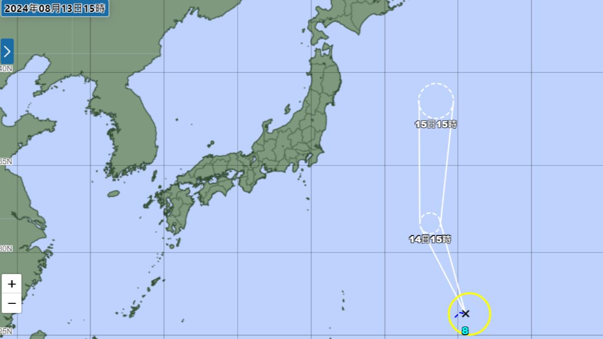 8號颱風「悟空」今日下午生成，路徑曝光。（圖／翻攝自日本氣象廳）