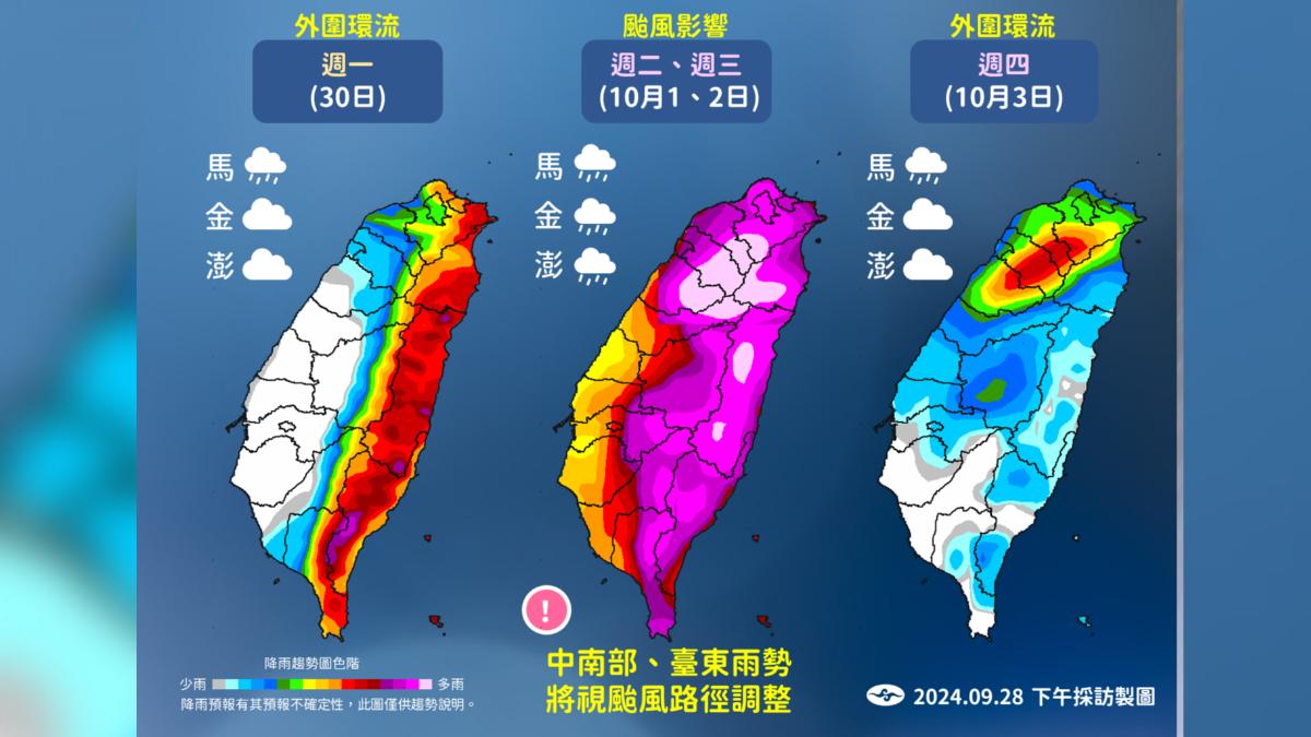 未來降雨趨勢。（圖／氣象署）未來降雨趨勢。（圖／氣象署）