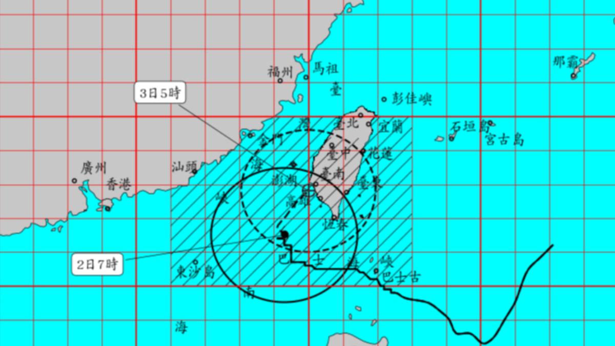 山陀兒雖減弱為中颱，不過移動速度緩慢，使得影響台灣的時間不斷延後。（圖／中央氣象署）