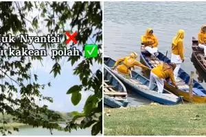 Aksi emak-emak kebanyakan tingkah, niatnya dapat foto estetik endingnya bikin netizen ngakak berjemaah