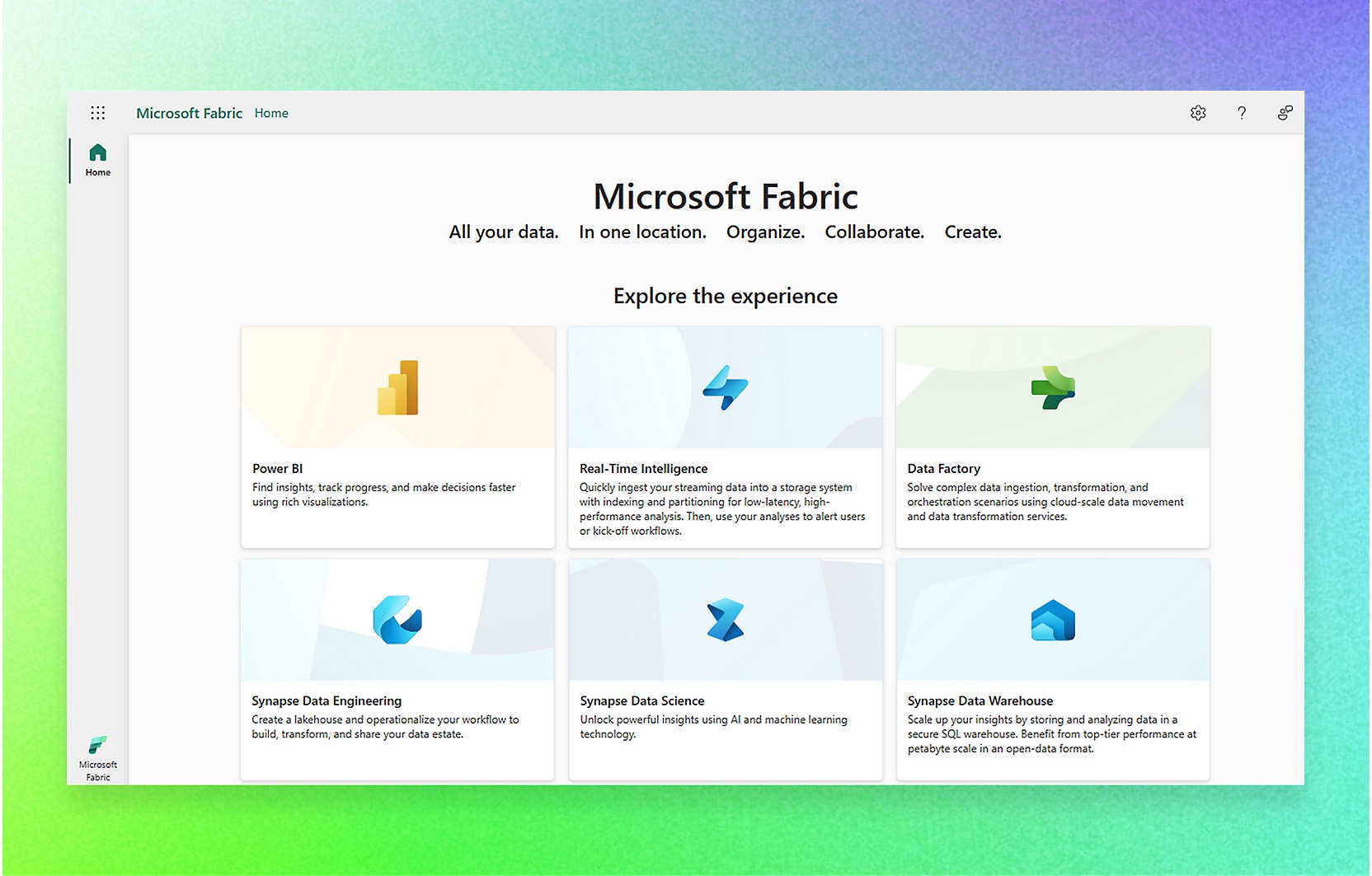 Ein Dashboard für den OneLake Data Hub, das viele Informationen in Form von Graphen und Diagrammen enthält.