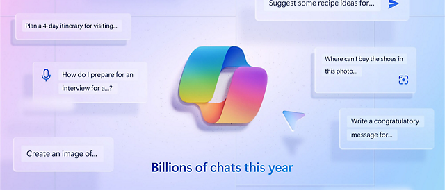 올해 Copilot 로고를 사용한 수십억 개의 채팅