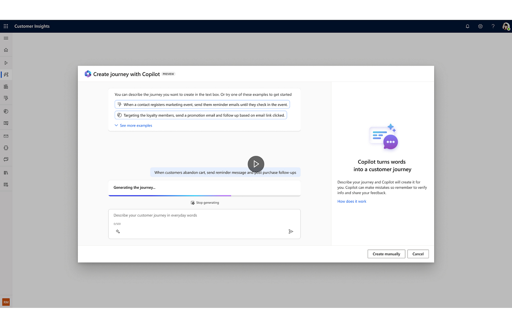 Dashboard of the Customer insights Data with various information.