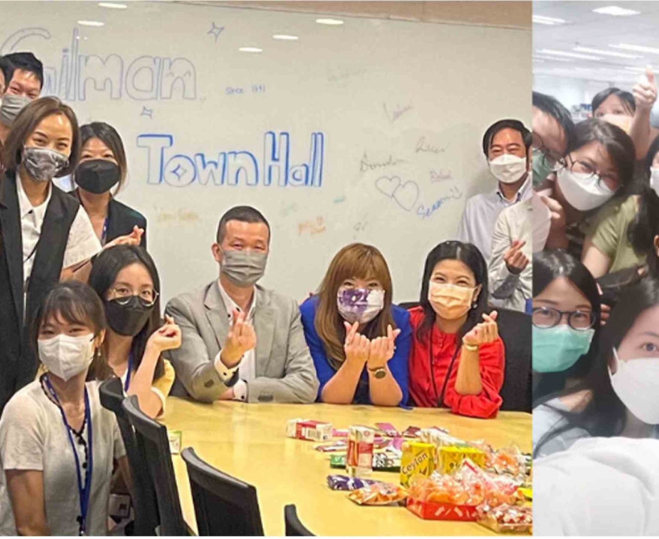 Un grupo de personas con máscaras posando para una fotografía.