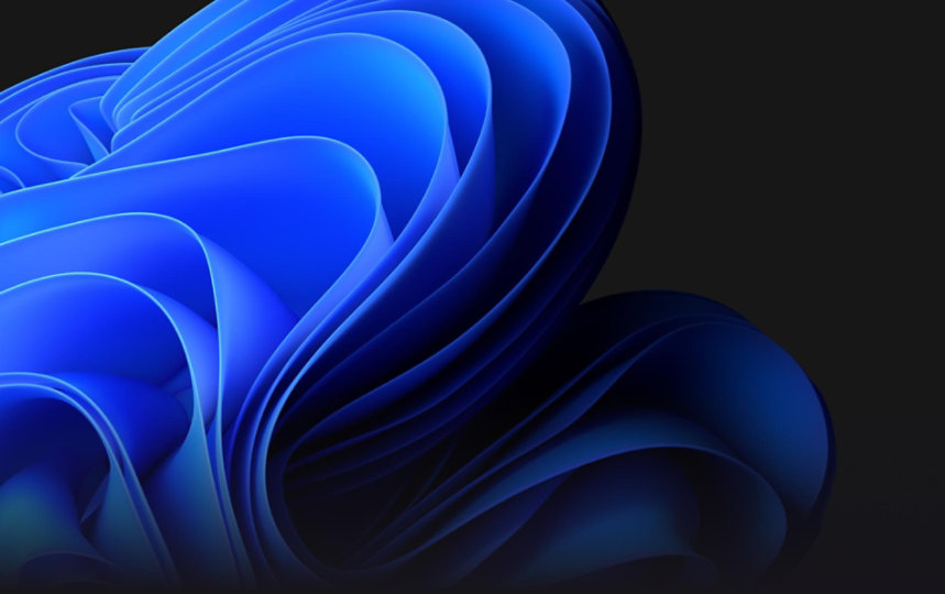 An abstract blue shape with multiple layers against a black background