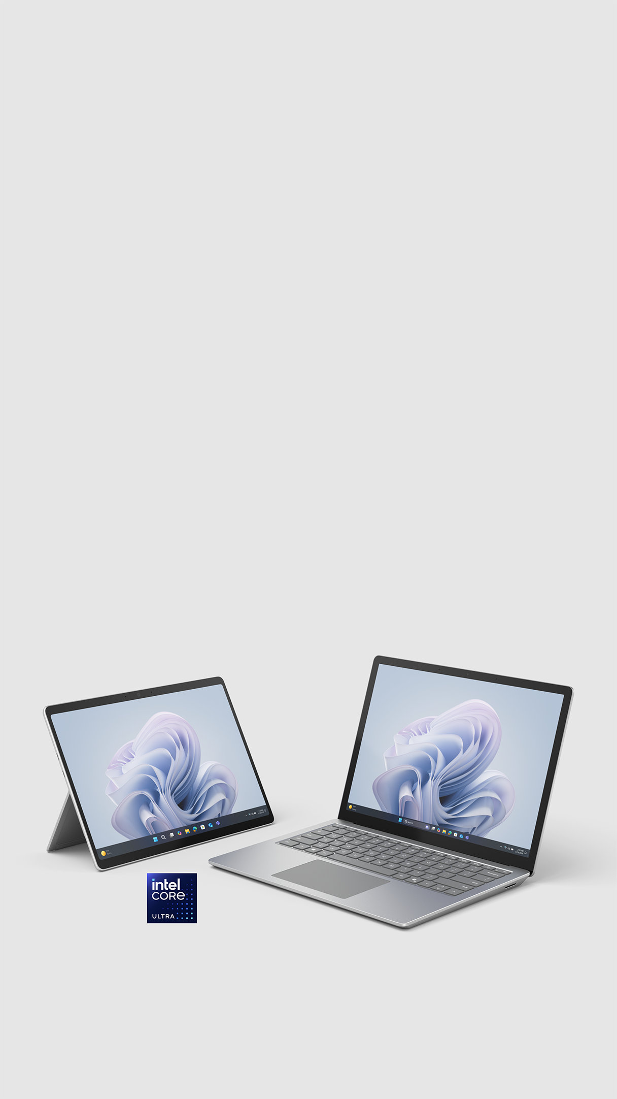 Abbildung von Surface Pro 10 und Surface Laptop 6 direkt nebeneinander