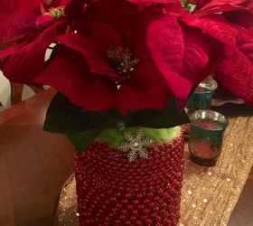 Christmas Vase Beaded Pickle Jar