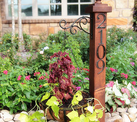 diy address numbers post planter, diy, gardening, landscape, woodworking projects