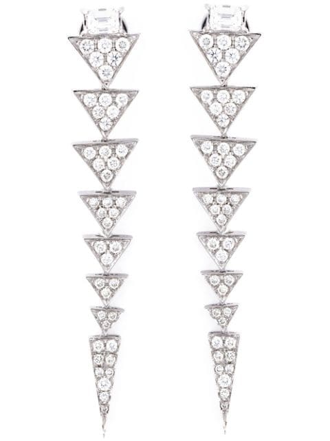 Nikos Koulis long triangle drop diamond earrings