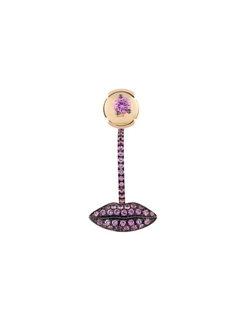 Delfina Delettrez 18kt gold Lips piercing sapphire earring