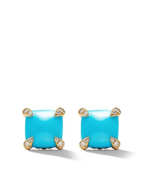 David Yurman 18kt yellow gold Châtelaine turquoise and diamond stud earrings