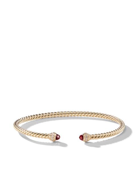 David Yurman 18kt yellow gold Cablespira garnet and diamond bracelet