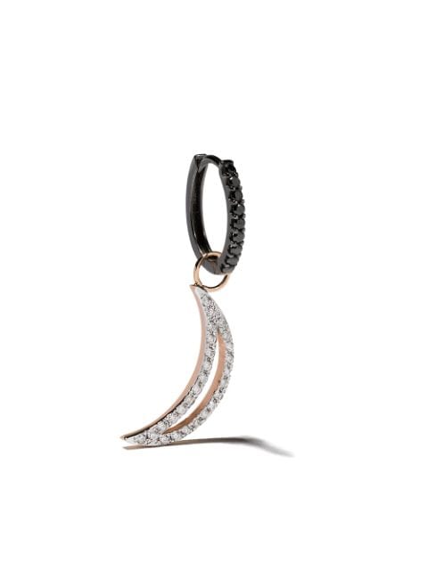 Botier 18kt rose gold Moon Night oval diamond hoop earring