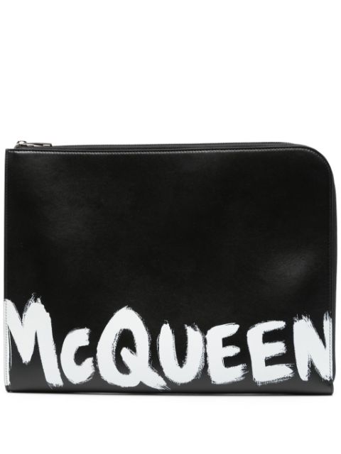 Alexander McQueen Porta-documentos com estampa de logo