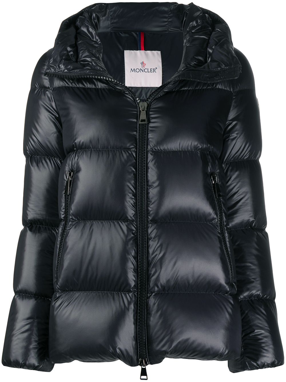 Image 1 of Moncler logo patch hooded puffer jacket