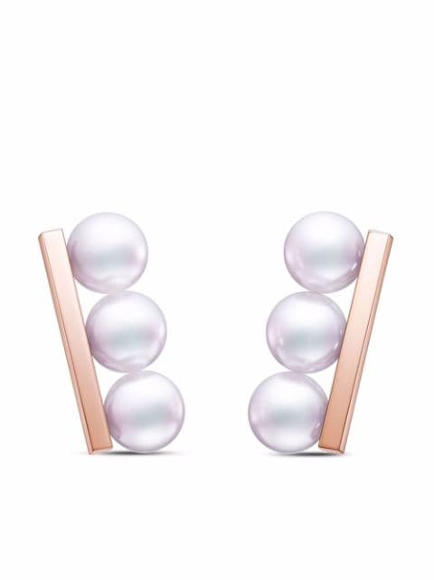 TASAKI 18kt rose gold Collection Line Balance Neo Akoya pearl earrings