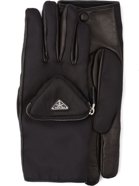 Prada pouch-detail leather gloves