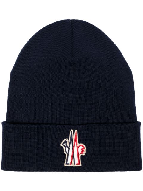 Moncler Grenoble Gorro de tricô com patch de logo