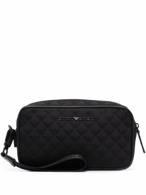 Emporio Armani logo-plaque zipped clutch bag