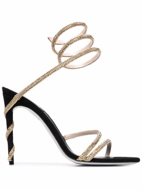 René Caovilla Margot 120mm jewelled snake sandals