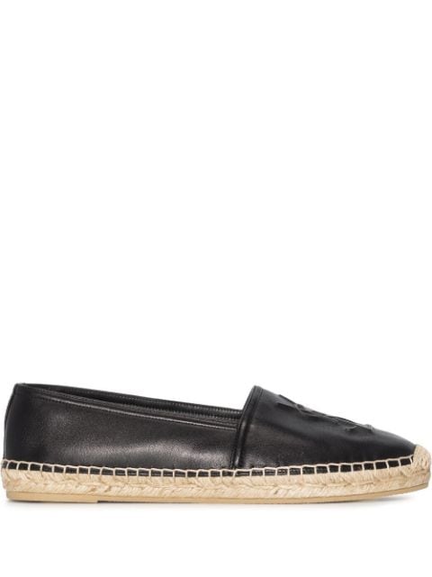 Saint Laurent embossed-logo leather espadrilles