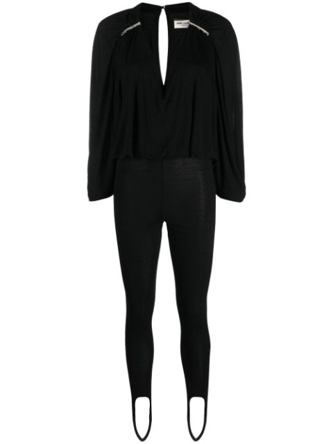 Saint Laurent open-sleeve embellished jumpsuit