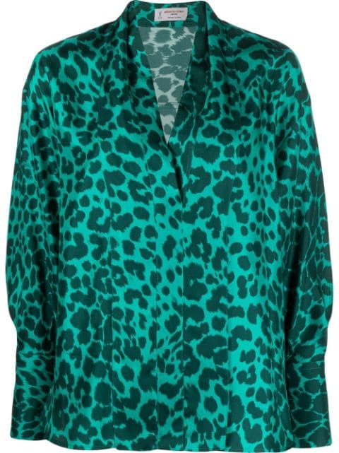 Alberto Biani leopard-print silk shirt