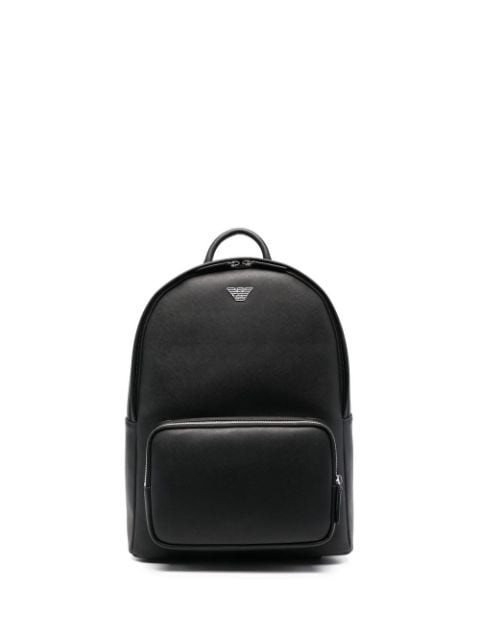 Emporio Armani Mochila de couro com estampa de logo