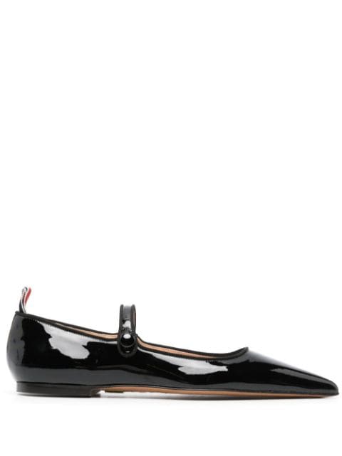 Thom Browne pointed-toe patent ballerina shoes